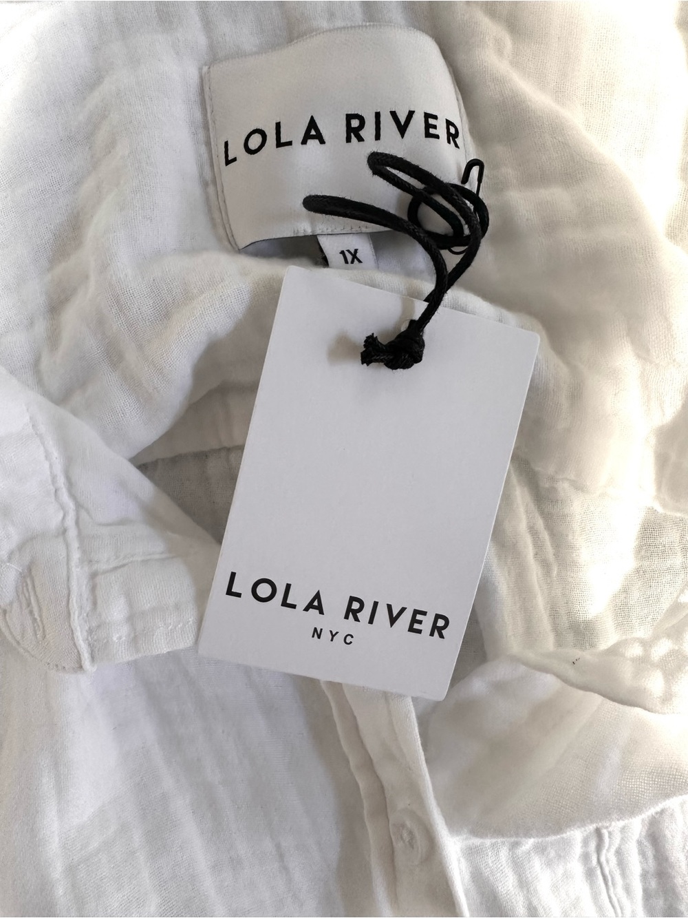 Lola River Melysa White Double Gauze Cotton Button-Up Shirt NWT 1X - Picture 6 of 8